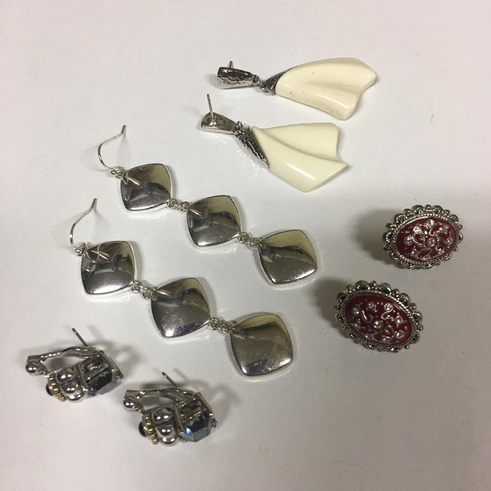 Lot Of 4 Vintage Modern Costume Earrings Pierced Variety 1 Trifari 1 Best